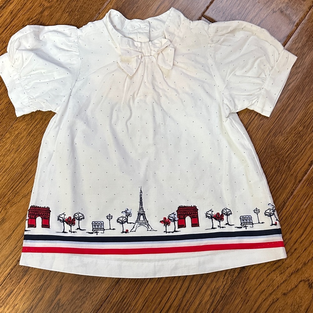White Kids Shirt with Red and Blue Accents